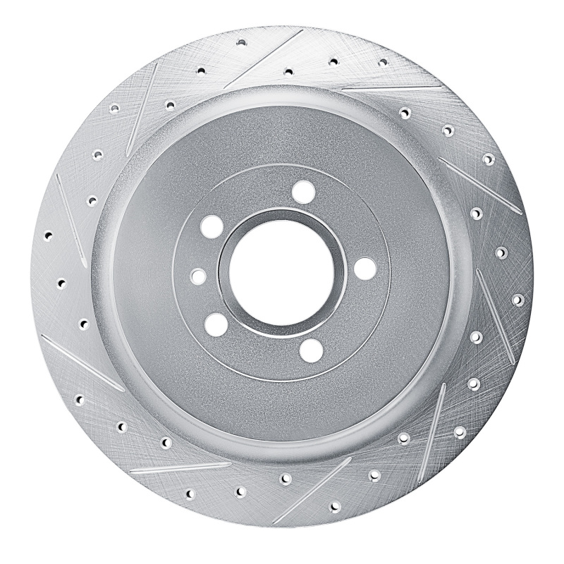 Ford Mustang Brake Rotor (1) - Rear Left - R1 Concepts - Drilled & Slotted - Silver - `13-`14 Ford Mustang Brake Rotor (1) - Rear Left - R1 Concepts - Drilled & Slotted - Silver - `13-`14